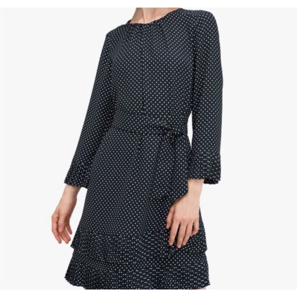 Kate Spade Dainty Dot Dress Size 2 Pleated Detail, Belt (Retail $398), Classic